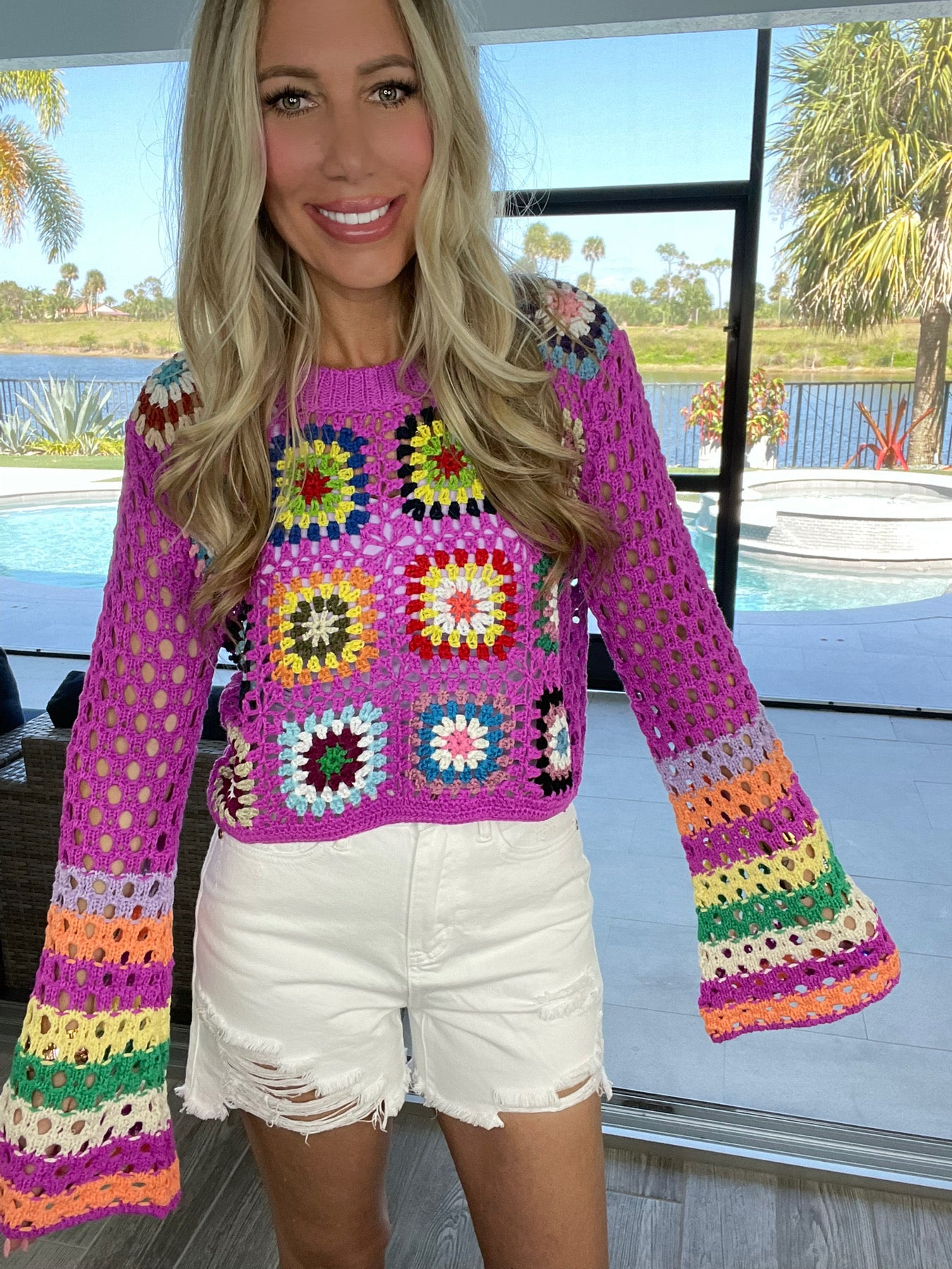 Happy Together Open Knit Boho Top-150 Sweaters- Simply Simpson's Boutique is a Women's Online Fashion Boutique Located in Jupiter, Florida