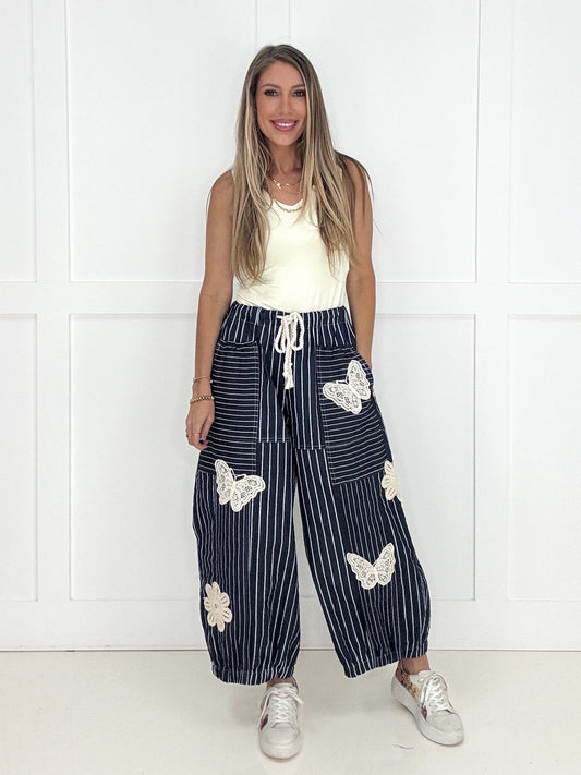 Free Spirit Butterfly Barrel Pants-210 Other Bottoms- Simply Simpson's Boutique is a Women's Online Fashion Boutique Located in Jupiter, Florida