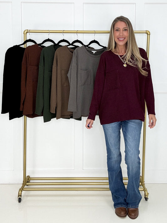 Dear Scarlett Hollis Ribbed Pocket Top-110 Long Sleeves- Simply Simpson's Boutique is a Women's Online Fashion Boutique Located in Jupiter, Florida
