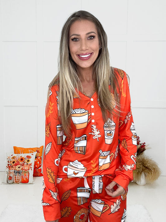 Pumpkin Spice Pajamas-220 Lounge wear/Pajamas- Simply Simpson's Boutique is a Women's Online Fashion Boutique Located in Jupiter, Florida