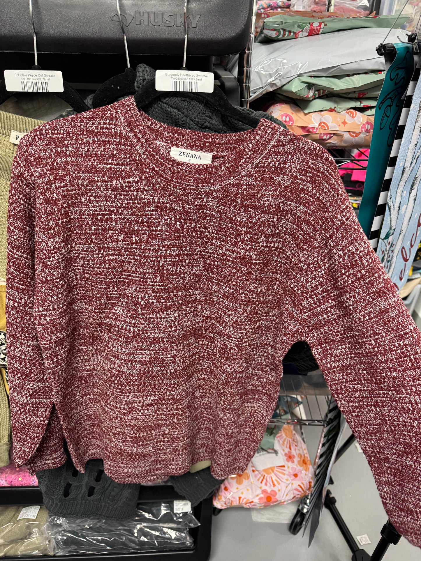 Burgundy Heathered Sweater-150 Sweaters- Simply Simpson's Boutique is a Women's Online Fashion Boutique Located in Jupiter, Florida