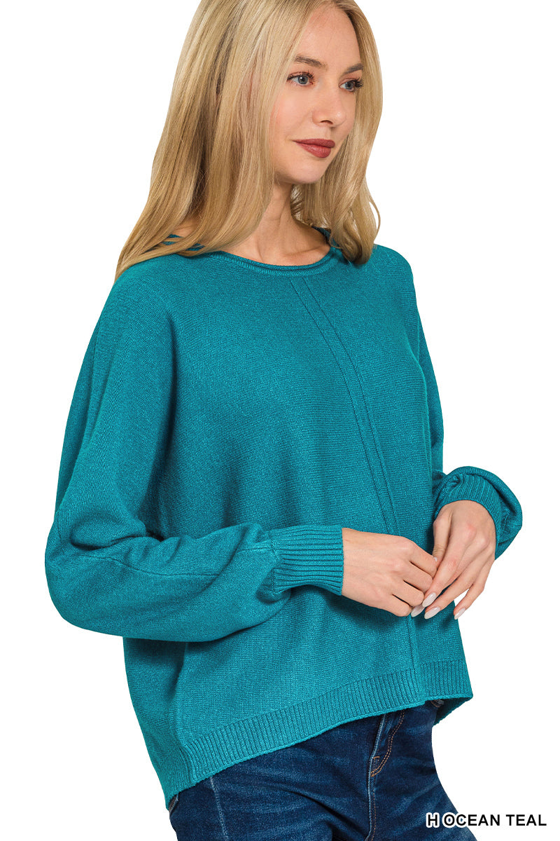 Viscose Front Seam Round-Neck Sweater-150 Sweaters- Simply Simpson's Boutique is a Women's Online Fashion Boutique Located in Jupiter, Florida