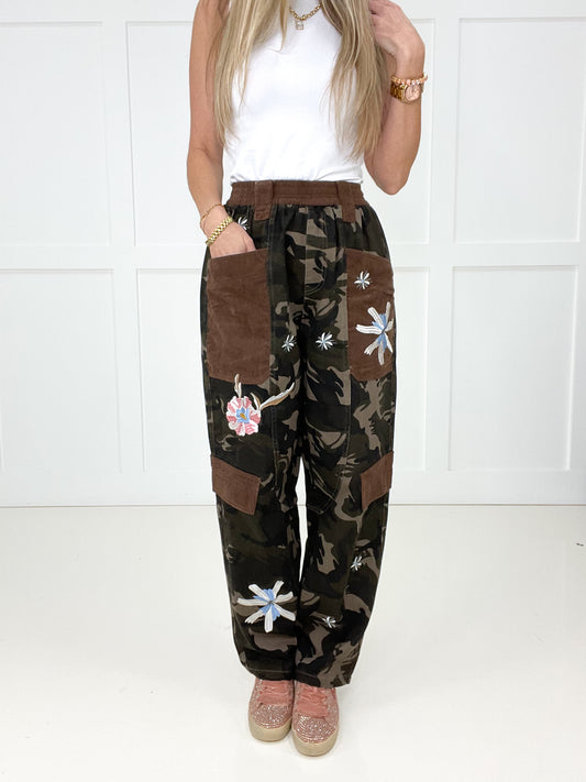 Camo Floral Patch Pocket Pants-210 Other Bottoms- Simply Simpson's Boutique is a Women's Online Fashion Boutique Located in Jupiter, Florida
