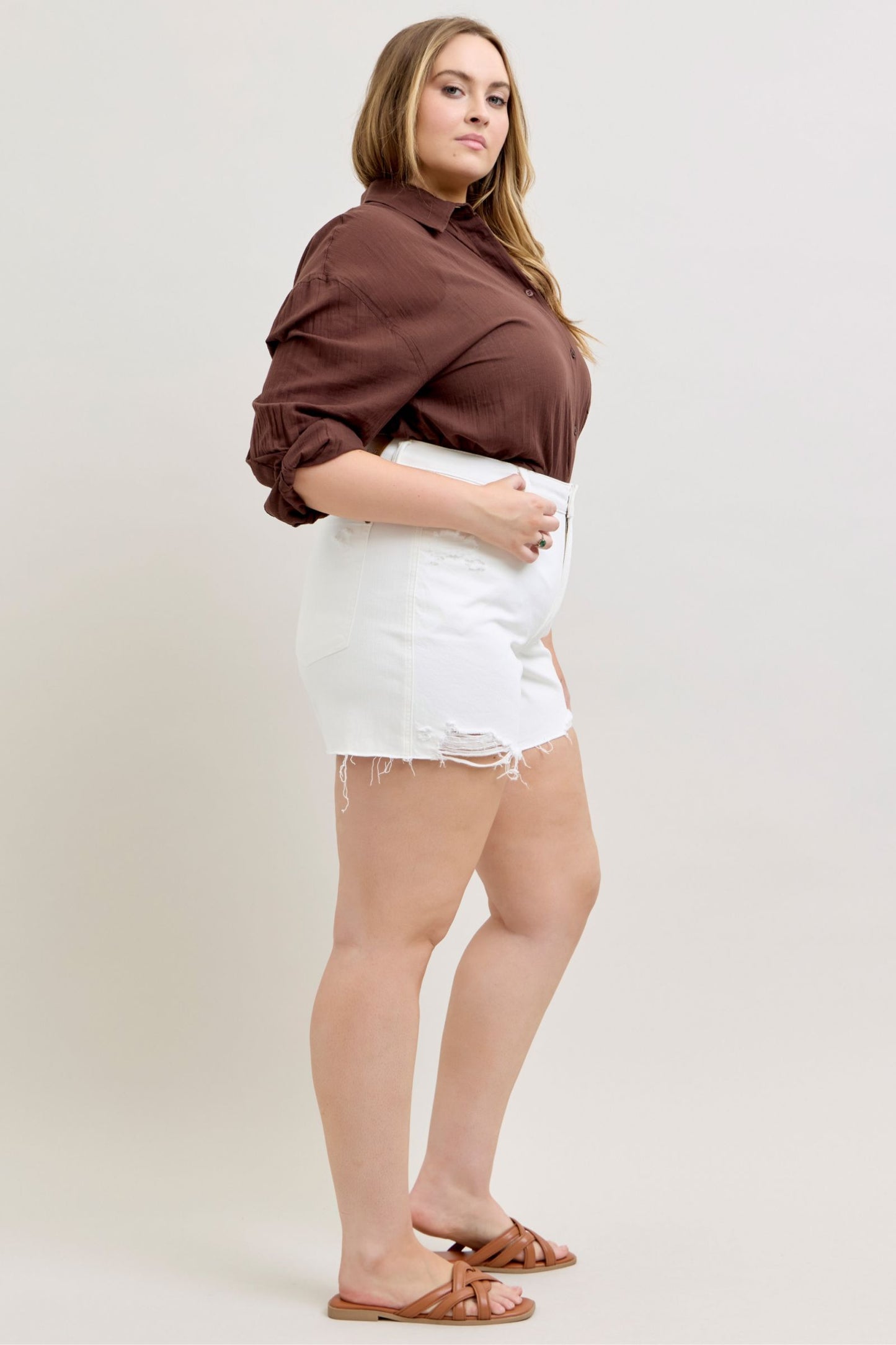 Judy Blue Coastal Classic White Relaxed Shorts w/ Cell Phone Back Pocket-190 Skirts/Shorts- Simply Simpson's Boutique is a Women's Online Fashion Boutique Located in Jupiter, Florida