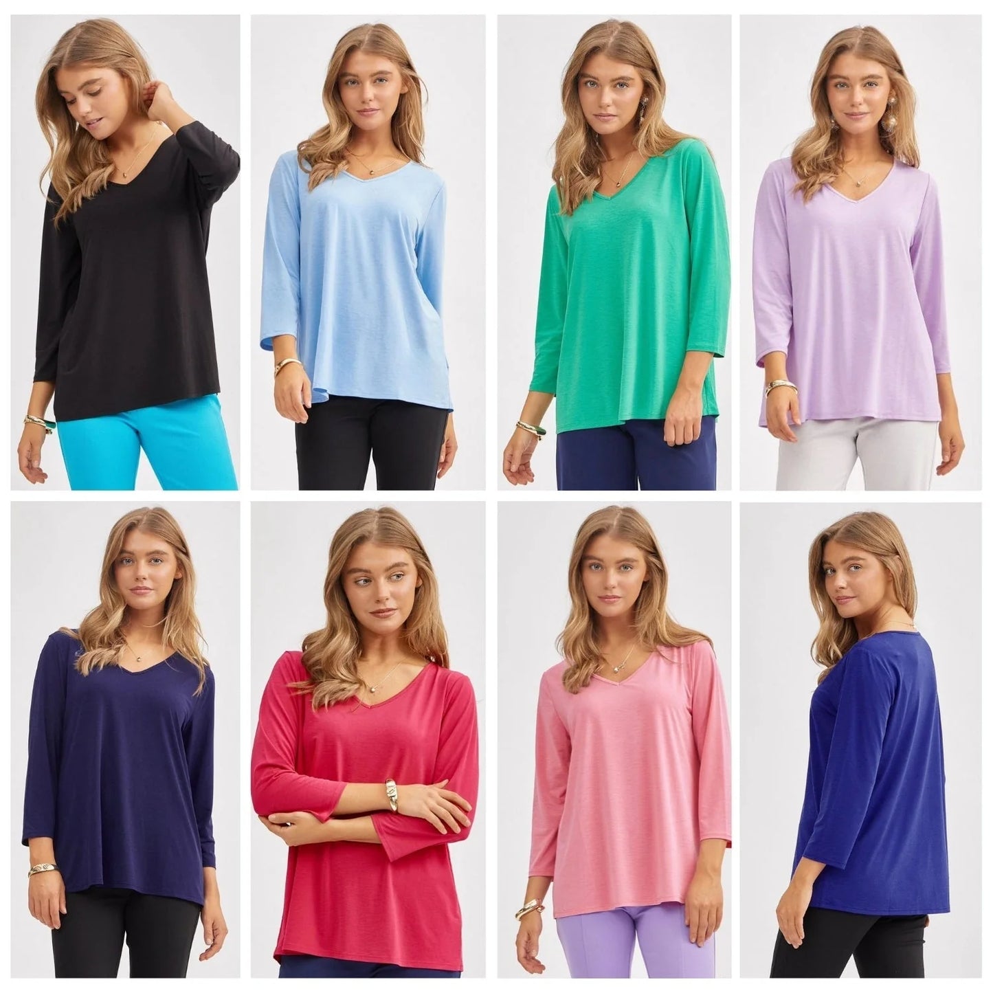 Dear Scarlett Basic V-Neck Top-100 Short Sleeves- Simply Simpson's Boutique is a Women's Online Fashion Boutique Located in Jupiter, Florida