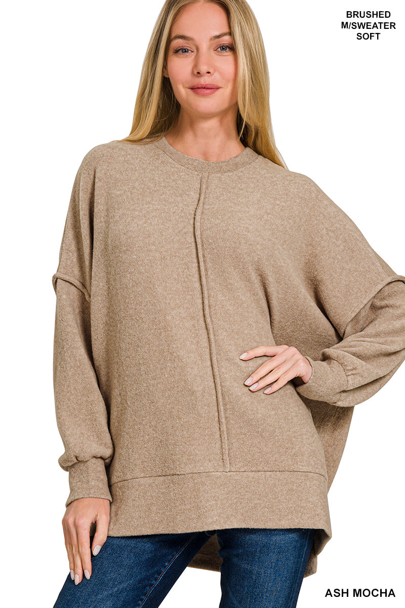 Brushed Melange Hacci Oversized Sweater-150 Sweaters- Simply Simpson's Boutique is a Women's Online Fashion Boutique Located in Jupiter, Florida