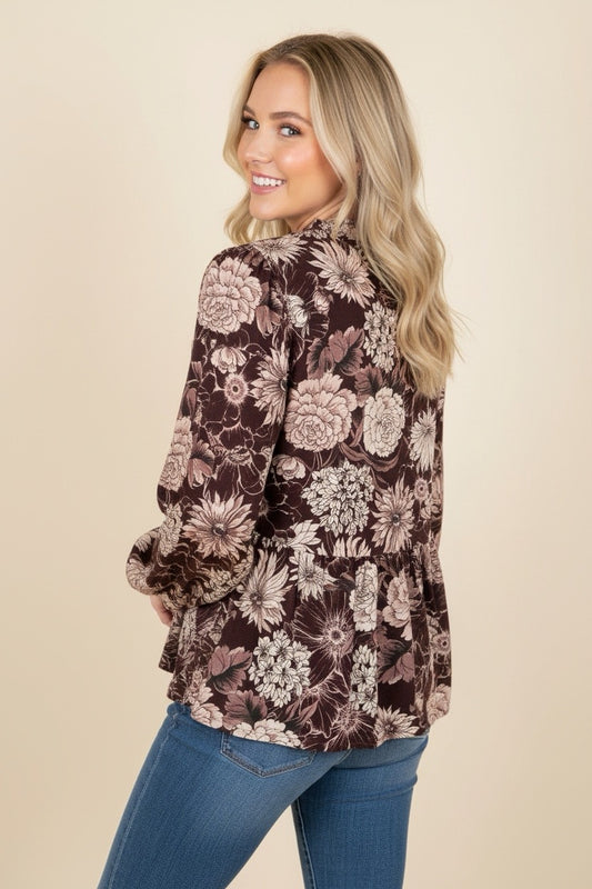 Autumn Romance Floral Blouse-110 Long Sleeves- Simply Simpson's Boutique is a Women's Online Fashion Boutique Located in Jupiter, Florida