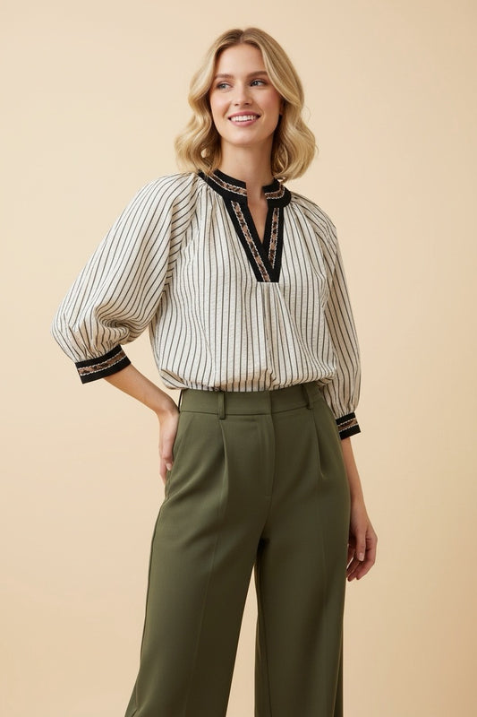 Timeless Charm Striped Blouse-110 Long Sleeves- Simply Simpson's Boutique is a Women's Online Fashion Boutique Located in Jupiter, Florida