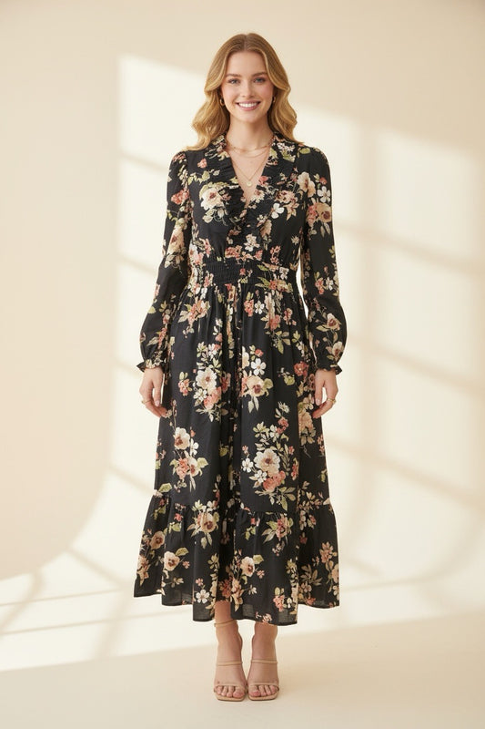 Moonlit Petals Maxi Dress