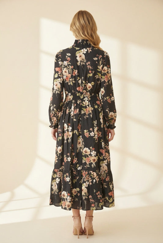 Moonlit Petals Maxi Dress