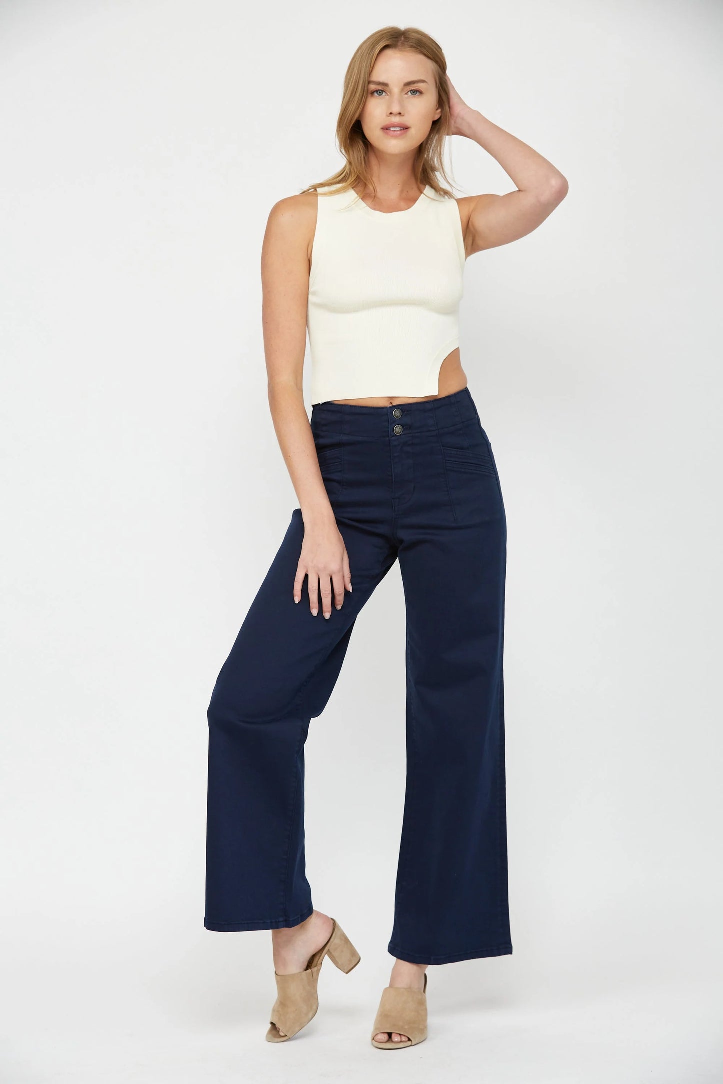 Mica Navy Wide Leg Jeans-200 Jeans- Simply Simpson's Boutique is a Women's Online Fashion Boutique Located in Jupiter, Florida