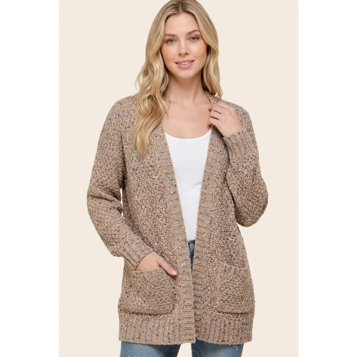 Mocha Confetti Comfort Cardigan-170 Cardigans- Simply Simpson's Boutique is a Women's Online Fashion Boutique Located in Jupiter, Florida