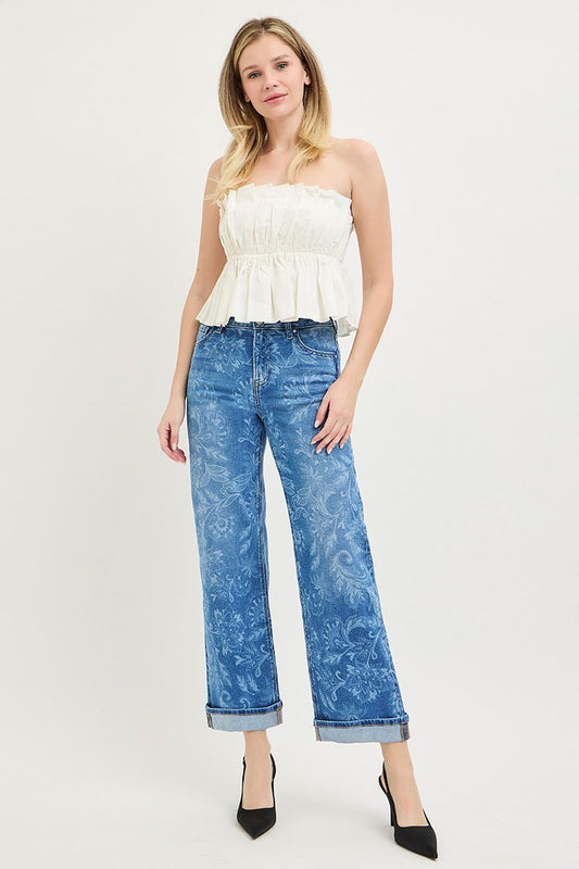 Risen Secret Garden Straight Leg Jeans-200 Jeans- Simply Simpson's Boutique is a Women's Online Fashion Boutique Located in Jupiter, Florida