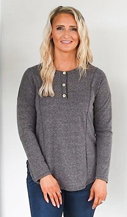 Ready for Adventure Top in Charcoal-110 Long Sleeves- Simply Simpson's Boutique is a Women's Online Fashion Boutique Located in Jupiter, Florida