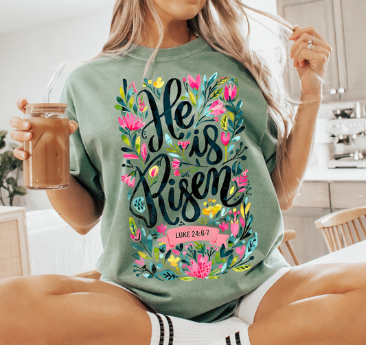 HE IS RISEN (GREEN TSHIRT)-Graphic Tee- Simply Simpson's Boutique is a Women's Online Fashion Boutique Located in Jupiter, Florida