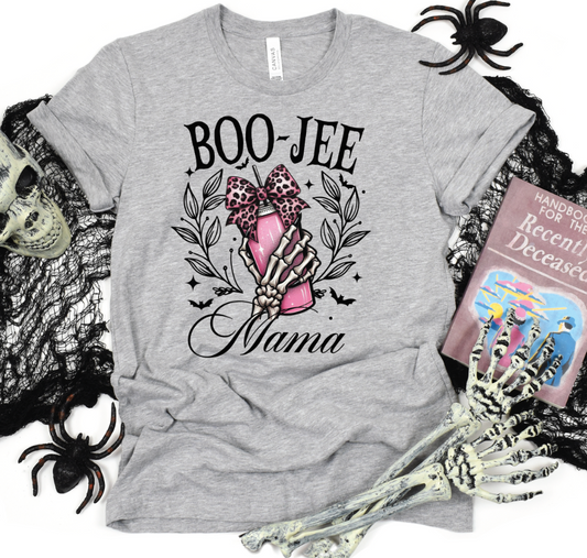 Boo-Jee Mama holding pink up-Graphic Tee- Simply Simpson's Boutique is a Women's Online Fashion Boutique Located in Jupiter, Florida