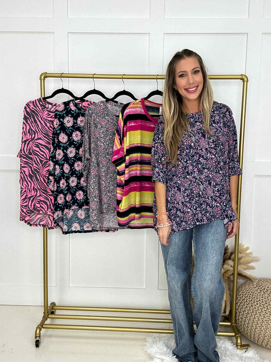 Dear Scarlett Printed Essential Tops-100 Short Sleeves- Simply Simpson's Boutique is a Women's Online Fashion Boutique Located in Jupiter, Florida
