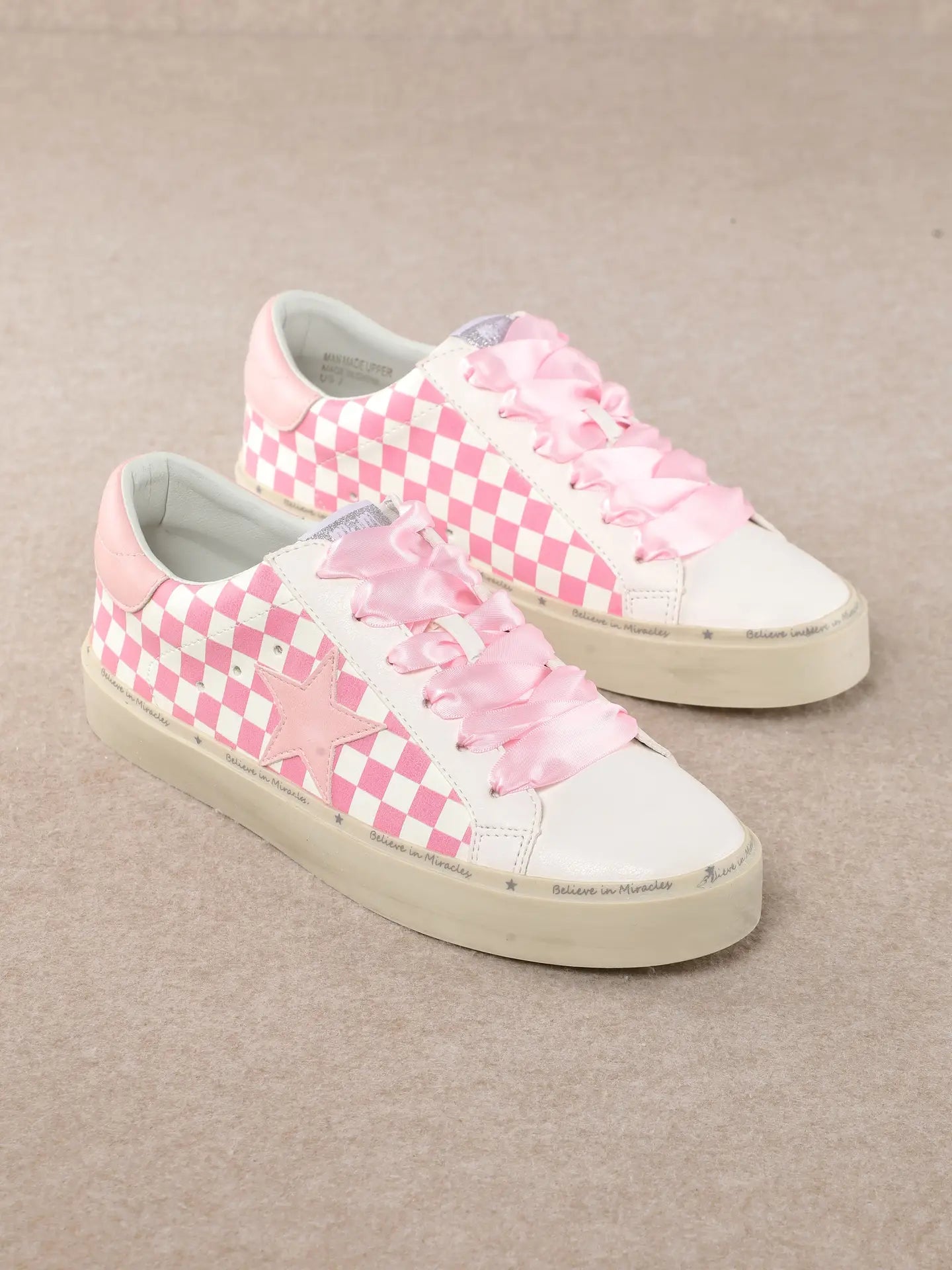 Pink Checkmate Superstar Sneakers-260 Shoes- Simply Simpson's Boutique is a Women's Online Fashion Boutique Located in Jupiter, Florida