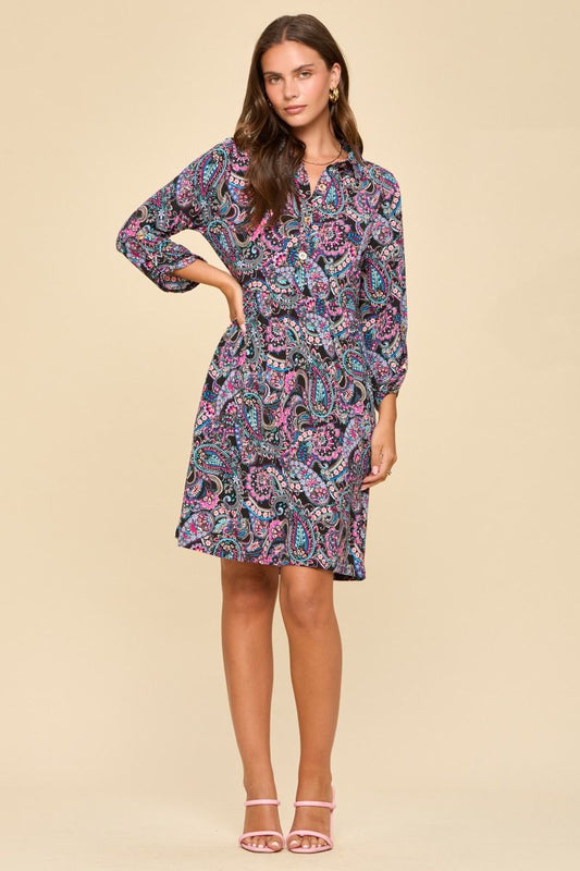 Dear Scarlett Midnight Paisley Dress-240 Dresses- Simply Simpson's Boutique is a Women's Online Fashion Boutique Located in Jupiter, Florida