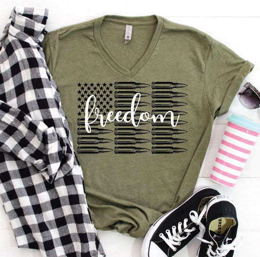 FREEDOM BULLET FLAG Graphic Tee-Graphic Tee- Simply Simpson's Boutique is a Women's Online Fashion Boutique Located in Jupiter, Florida