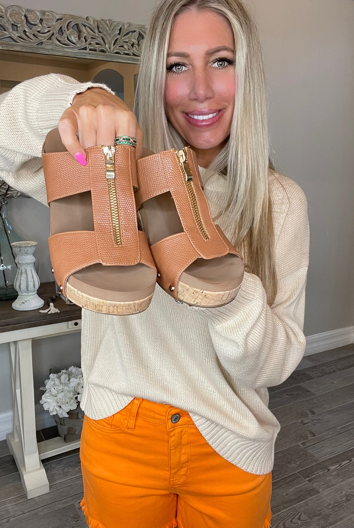 Corkys Cognac Taboo Wedge Sandals-260 Shoes- Simply Simpson's Boutique is a Women's Online Fashion Boutique Located in Jupiter, Florida