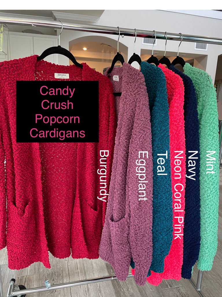 Candy Crush Popcorn Cardigan with Pockets-170 Cardigans- Simply Simpson's Boutique is a Women's Online Fashion Boutique Located in Jupiter, Florida