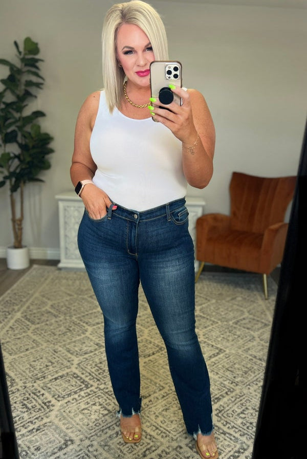 Judy Blue Raw Hem Bootcut Jeans-200 Jeans- Simply Simpson's Boutique is a Women's Online Fashion Boutique Located in Jupiter, Florida
