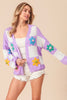 BiBi Crochet Flower Checker Long Sleeve Sweater Cardigan-170 Cardigans- Simply Simpson's Boutique is a Women's Online Fashion Boutique Located in Jupiter, Florida