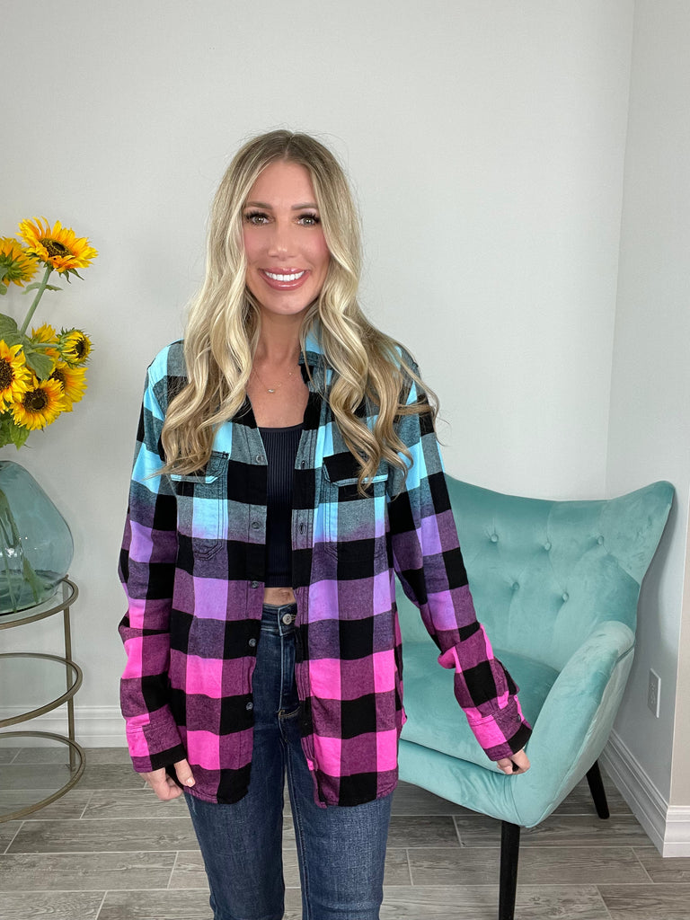 Cotton Candy Delight Flannel Preorder-180 Outerwear- Simply Simpson's Boutique is a Women's Online Fashion Boutique Located in Jupiter, Florida
