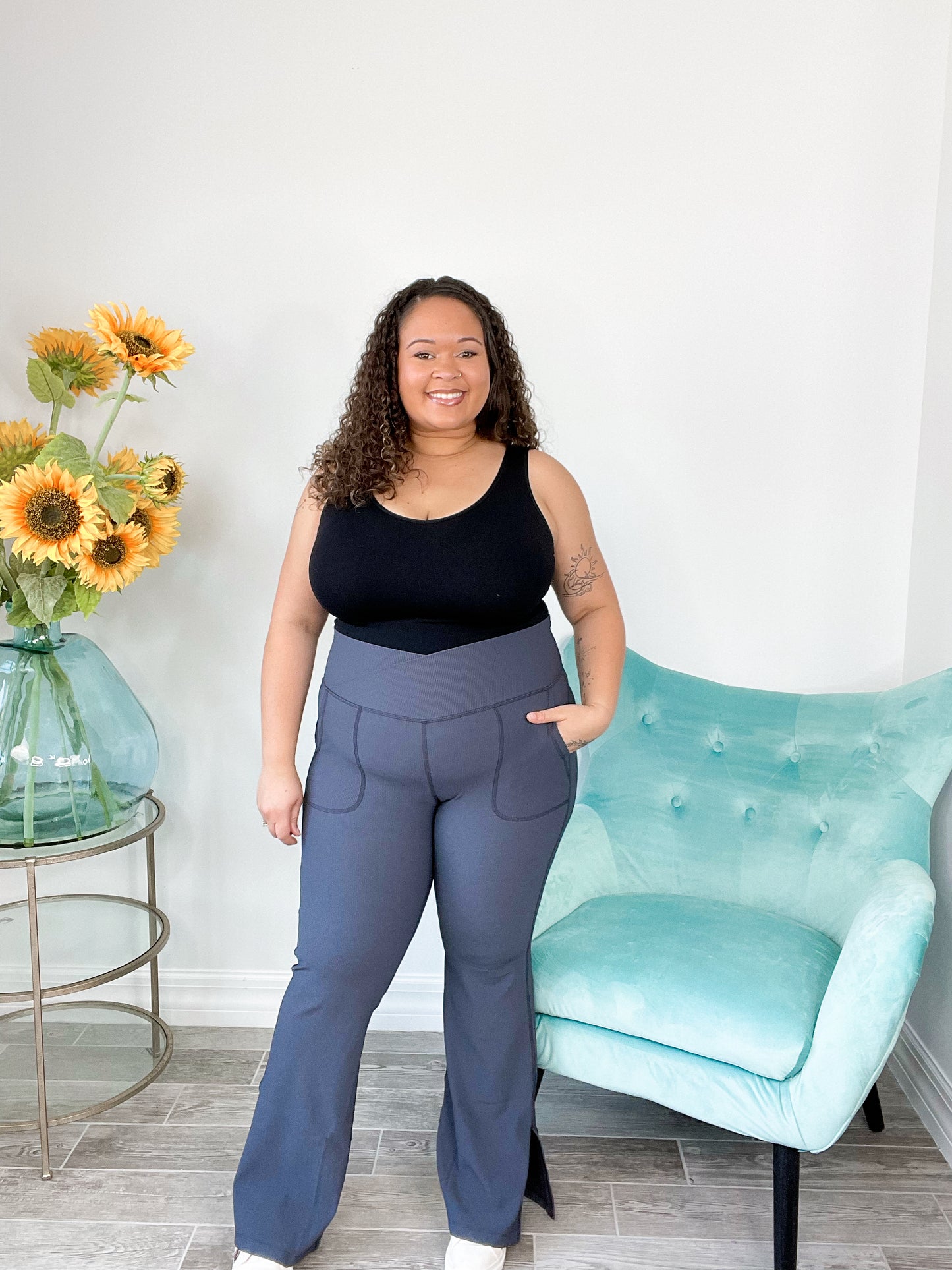 Double Trouble V-Waist Flare Leggings-Leggings- Simply Simpson's Boutique is a Women's Online Fashion Boutique Located in Jupiter, Florida