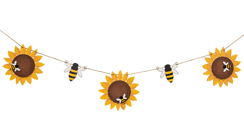 Sunflower & Bee Wooden Garland-290 Home/Gift- Simply Simpson's Boutique is a Women's Online Fashion Boutique Located in Jupiter, Florida