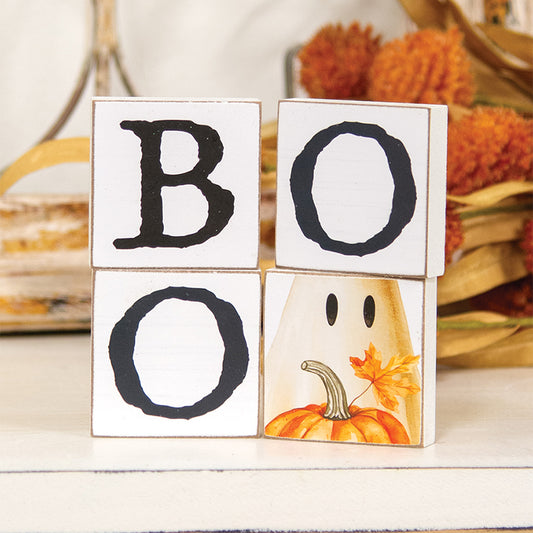 Golden Floral Wildflower Boo Ghost 2" Square Blocks - 4 Pack-290 Home/Gift- Simply Simpson's Boutique is a Women's Online Fashion Boutique Located in Jupiter, Florida