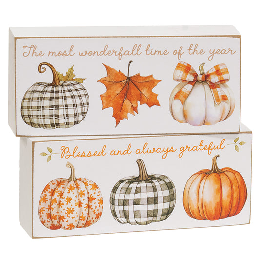 Always Wonderfall Pumpkin Box Sign - Set of 2-290 Home/Gift- Simply Simpson's Boutique is a Women's Online Fashion Boutique Located in Jupiter, Florida