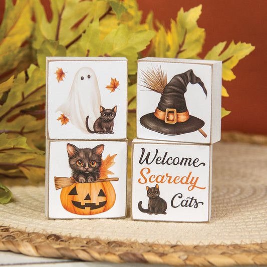 Welcome Scaredy Cat 2" Sq. Block - 4 Pack-290 Home/Gift- Simply Simpson's Boutique is a Women's Online Fashion Boutique Located in Jupiter, Florida