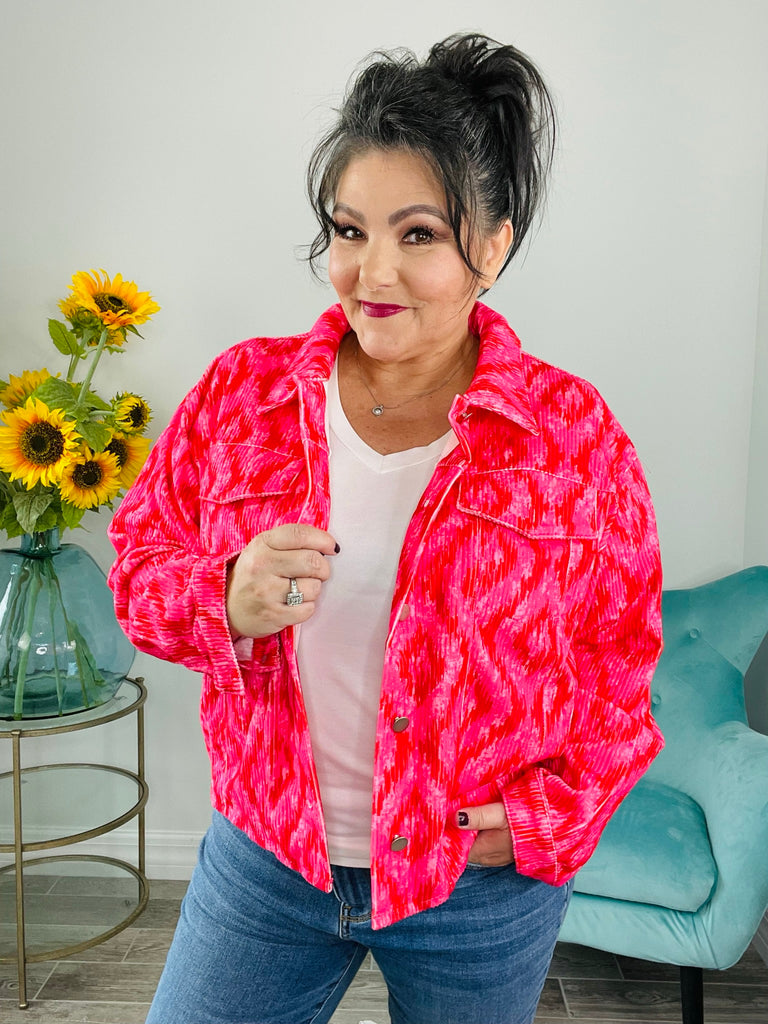 Hot Pink Tie Dye Jacket-180 Outerwear/Jackets- Simply Simpson's Boutique is a Women's Online Fashion Boutique Located in Jupiter, Florida