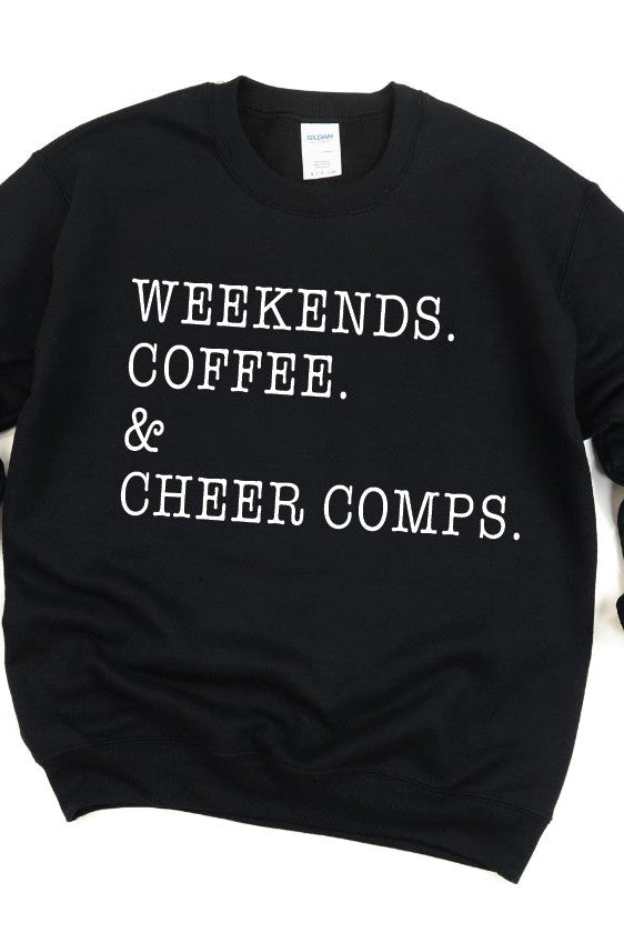 Weekends. Coffee. & Cheer Comps.-Graphic Tee- Simply Simpson's Boutique is a Women's Online Fashion Boutique Located in Jupiter, Florida