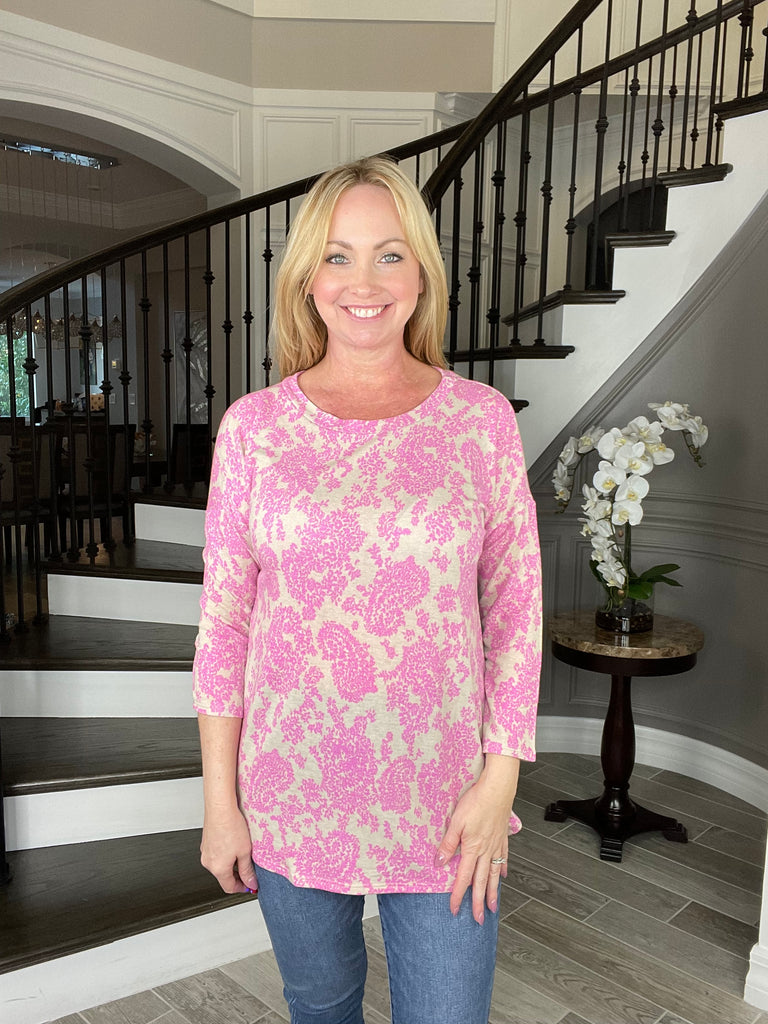 Dear Scarlett Pink Taupe Top-110 Long Sleeves- Simply Simpson's Boutique is a Women's Online Fashion Boutique Located in Jupiter, Florida