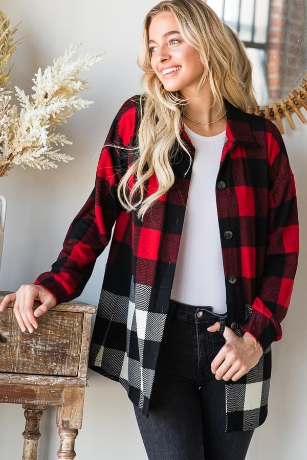 Festival Weather Stretchy Plaid Button Down-110 Long Sleeves- Simply Simpson's Boutique is a Women's Online Fashion Boutique Located in Jupiter, Florida