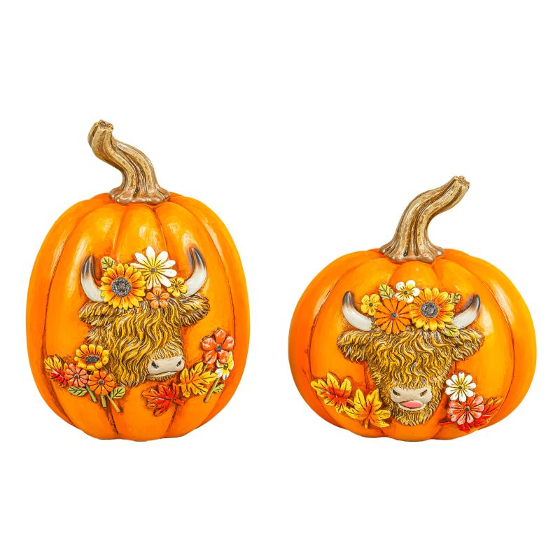 Fall Foliage Highland Cow Pumpkin