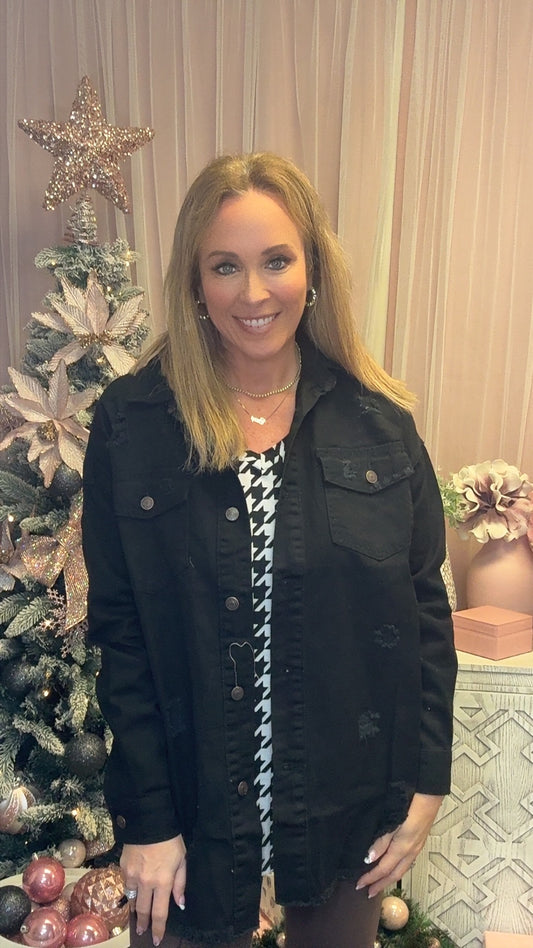 White Birch Black Button Up Denim jacket-110 Long Sleeves- Simply Simpson's Boutique is a Women's Online Fashion Boutique Located in Jupiter, Florida