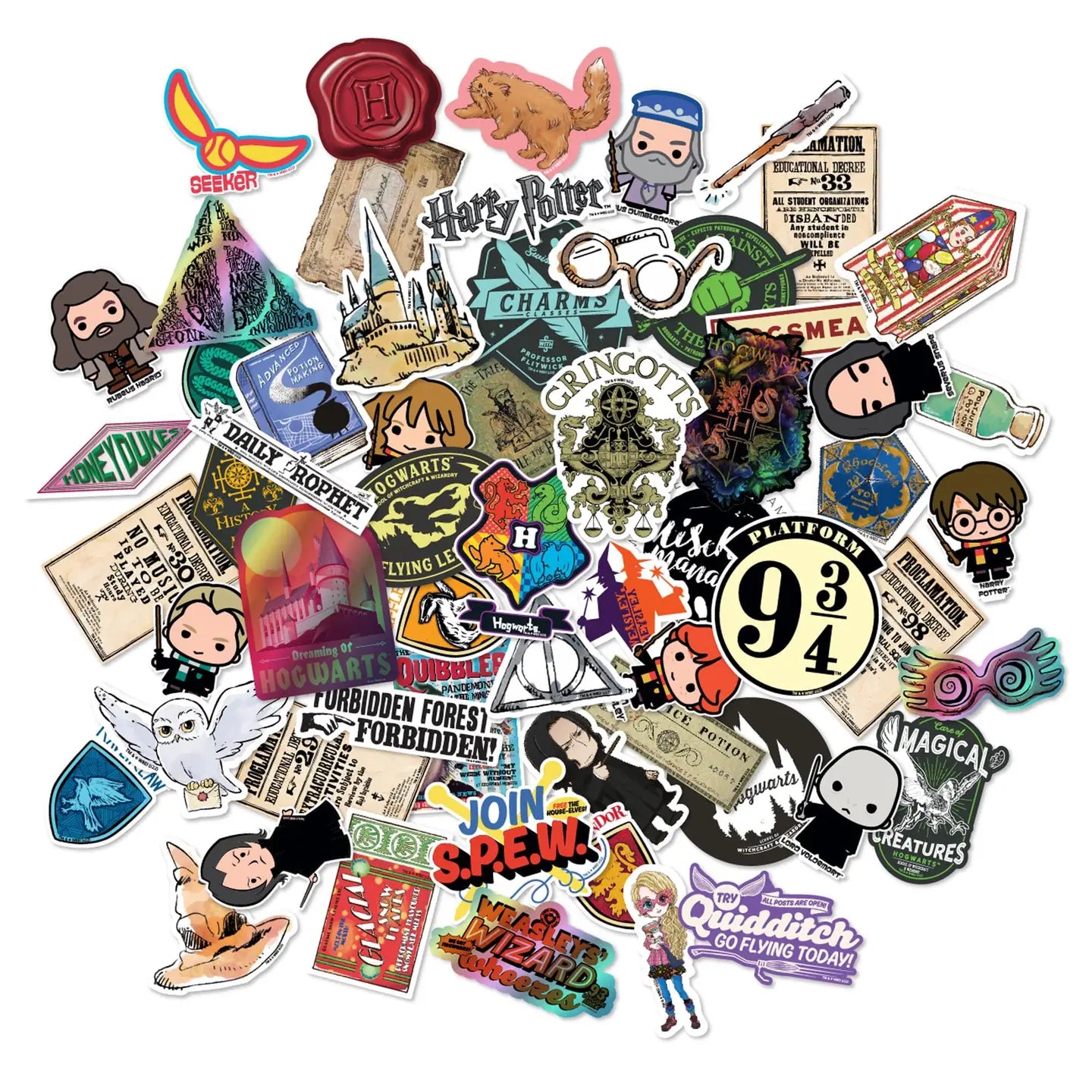 50 Pack-Harry Potter Clear Variety Vinyl Stickers- Simply Simpson's Boutique is a Women's Online Fashion Boutique Located in Jupiter, Florida