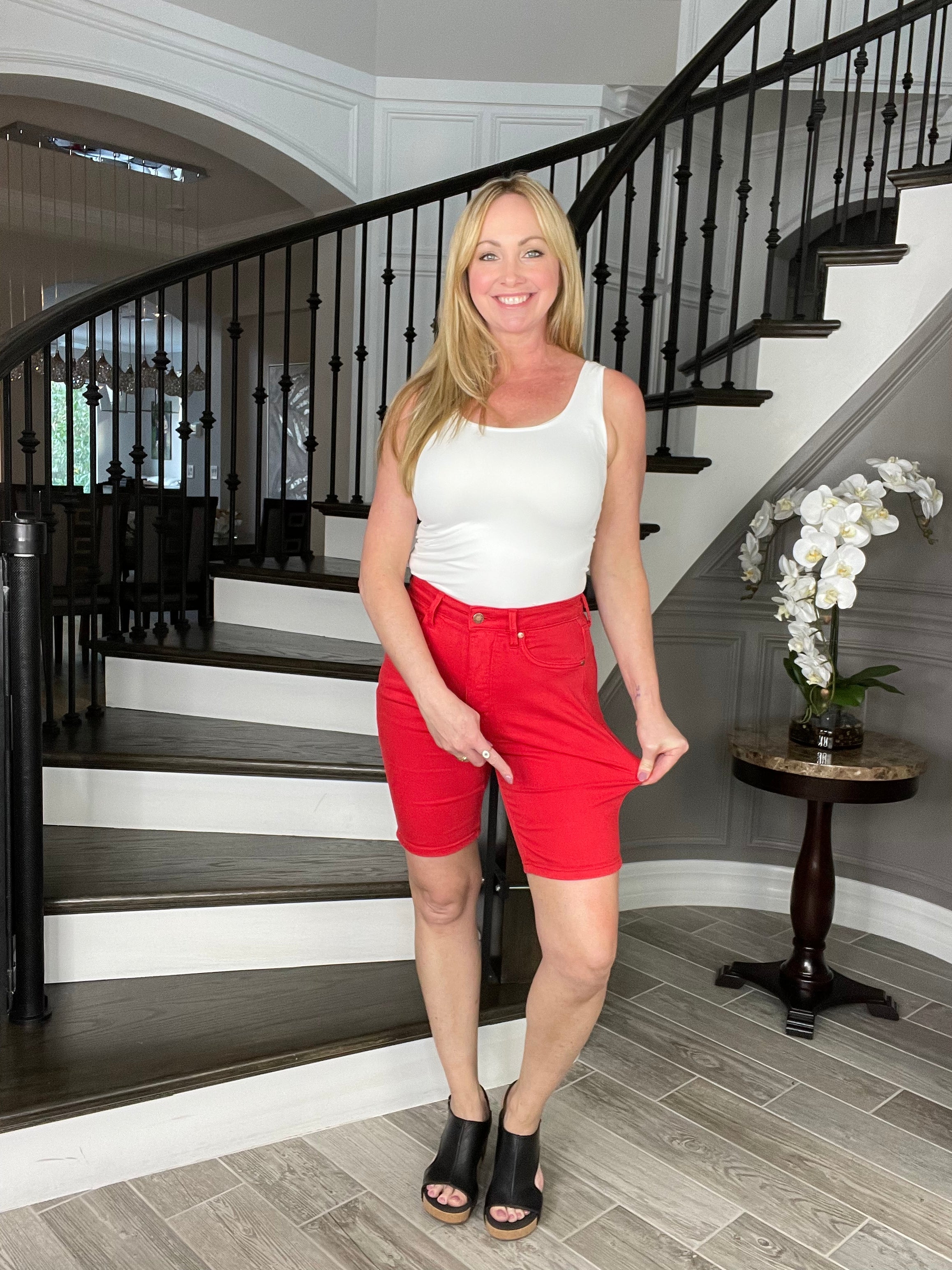 Judy Blue Tummy Control Colored Bermuda Shorts-190 Skirts/Shorts- Simply Simpson's Boutique is a Women's Online Fashion Boutique Located in Jupiter, Florida