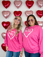 XOXO Heart Shaped Print Patchwork Pullover-160 Sweatshirts- Simply Simpson's Boutique is a Women's Online Fashion Boutique Located in Jupiter, Florida