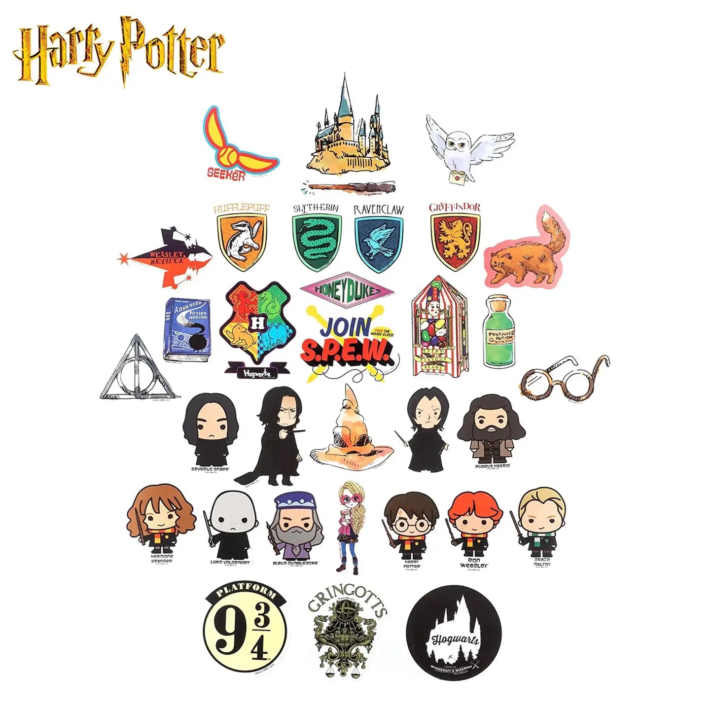 50 Pack-Harry Potter Clear Variety Vinyl Stickers- Simply Simpson's Boutique is a Women's Online Fashion Boutique Located in Jupiter, Florida