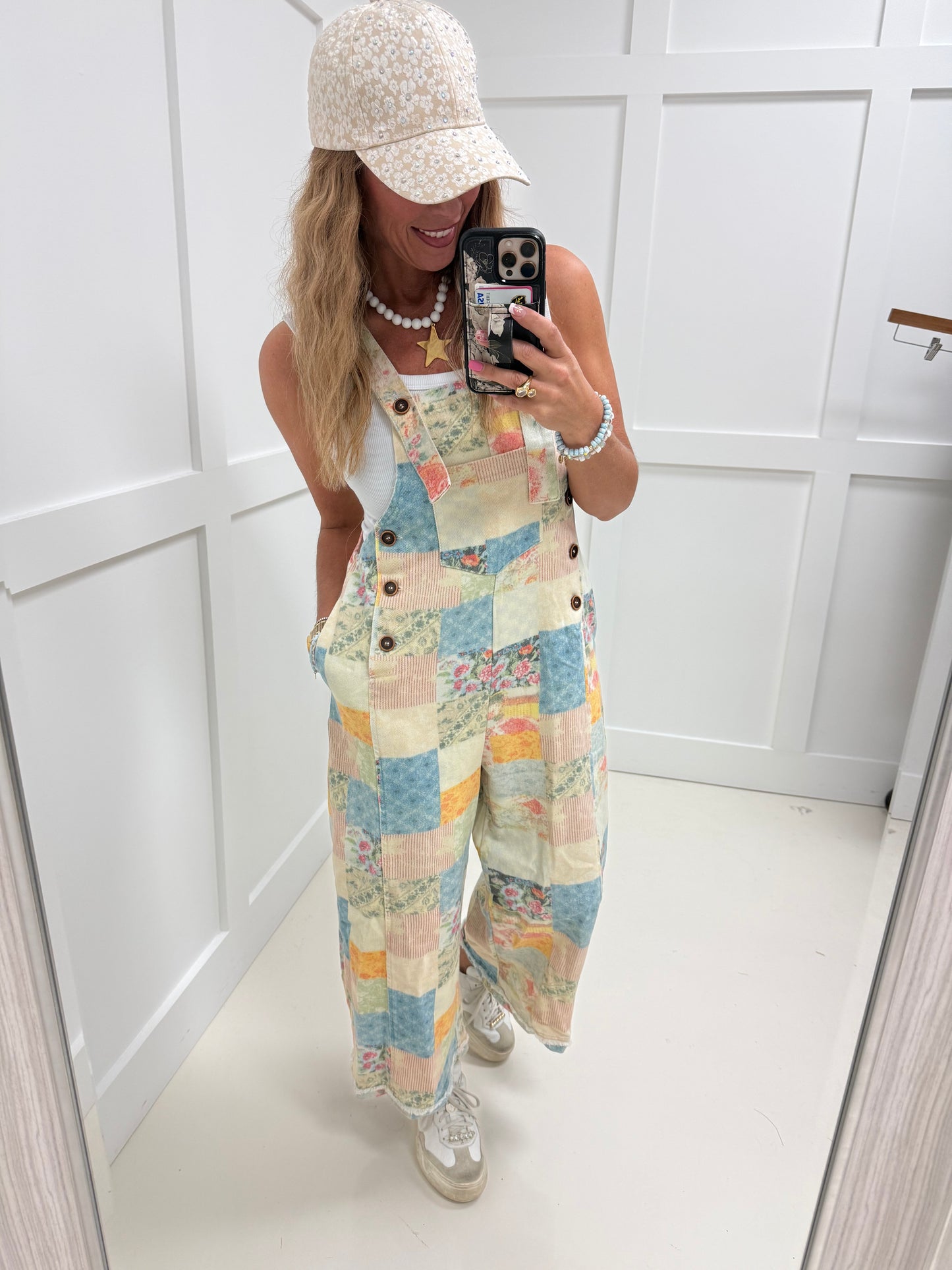 Floral Patchwork Denim Overalls-200 Jeans- Simply Simpson's Boutique is a Women's Online Fashion Boutique Located in Jupiter, Florida
