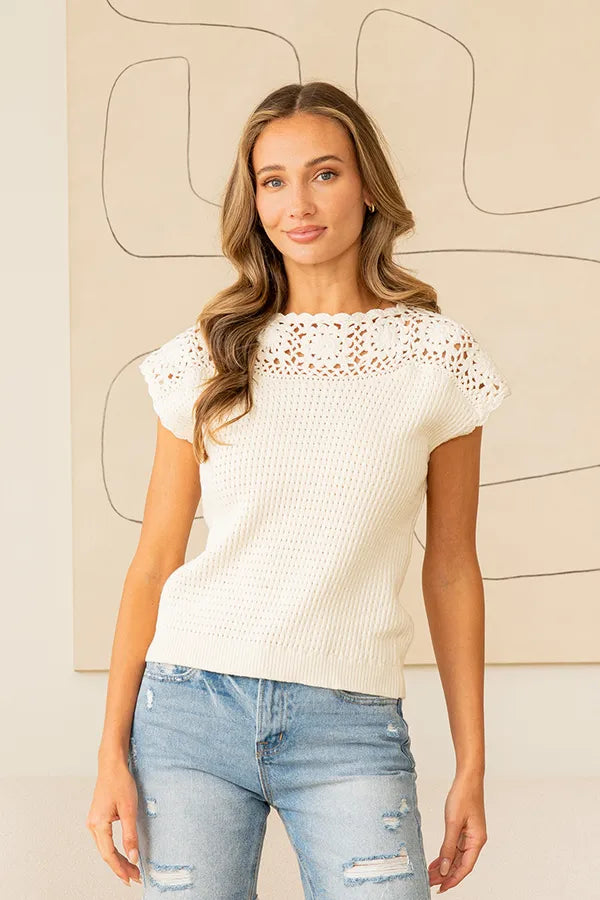 Crochet Sleeveless Top- Simply Simpson's Boutique is a Women's Online Fashion Boutique Located in Jupiter, Florida