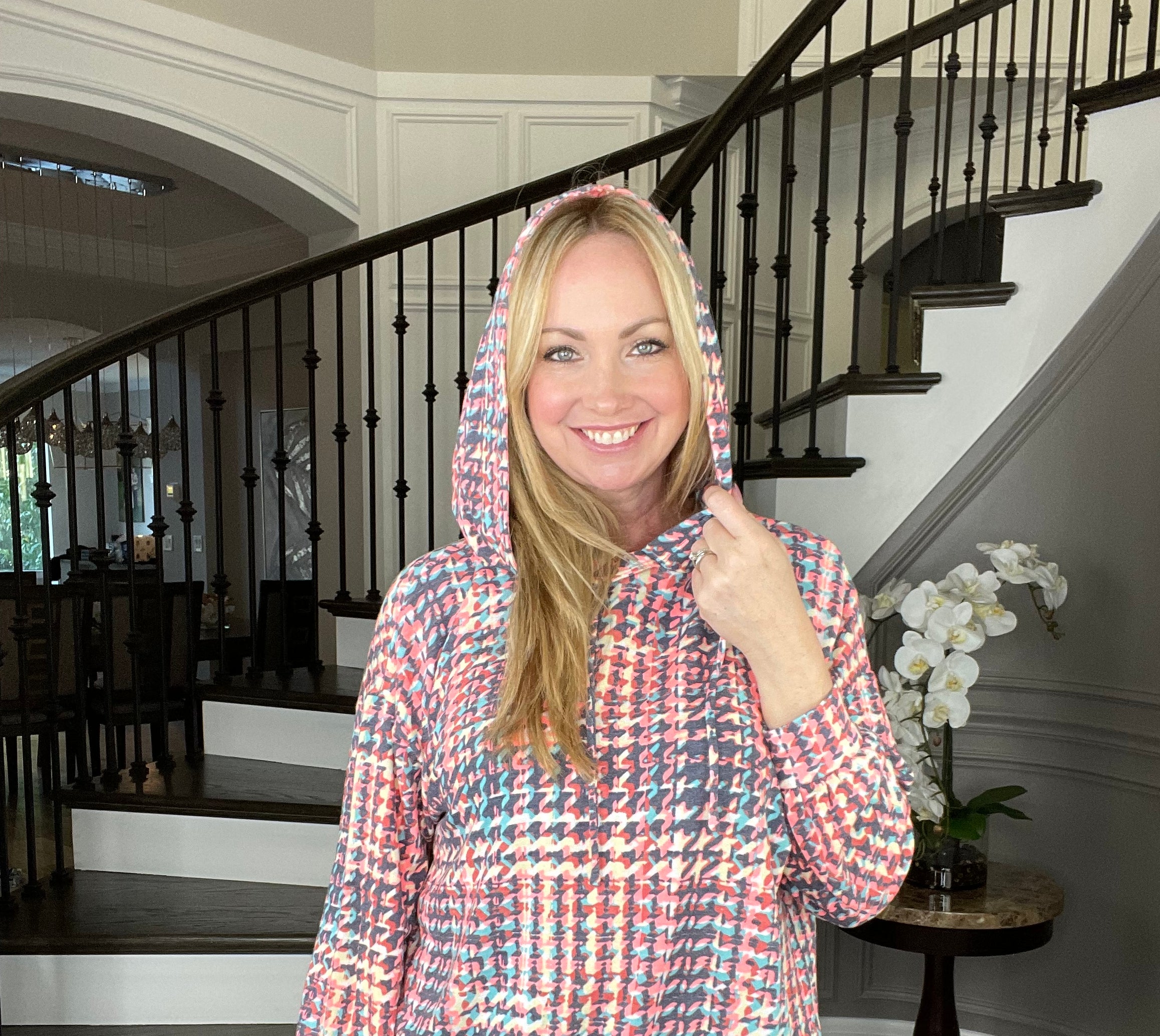 Dear Scarlett Multicolor Houndstooth Hoodie-180 Outerwear- Simply Simpson's Boutique is a Women's Online Fashion Boutique Located in Jupiter, Florida