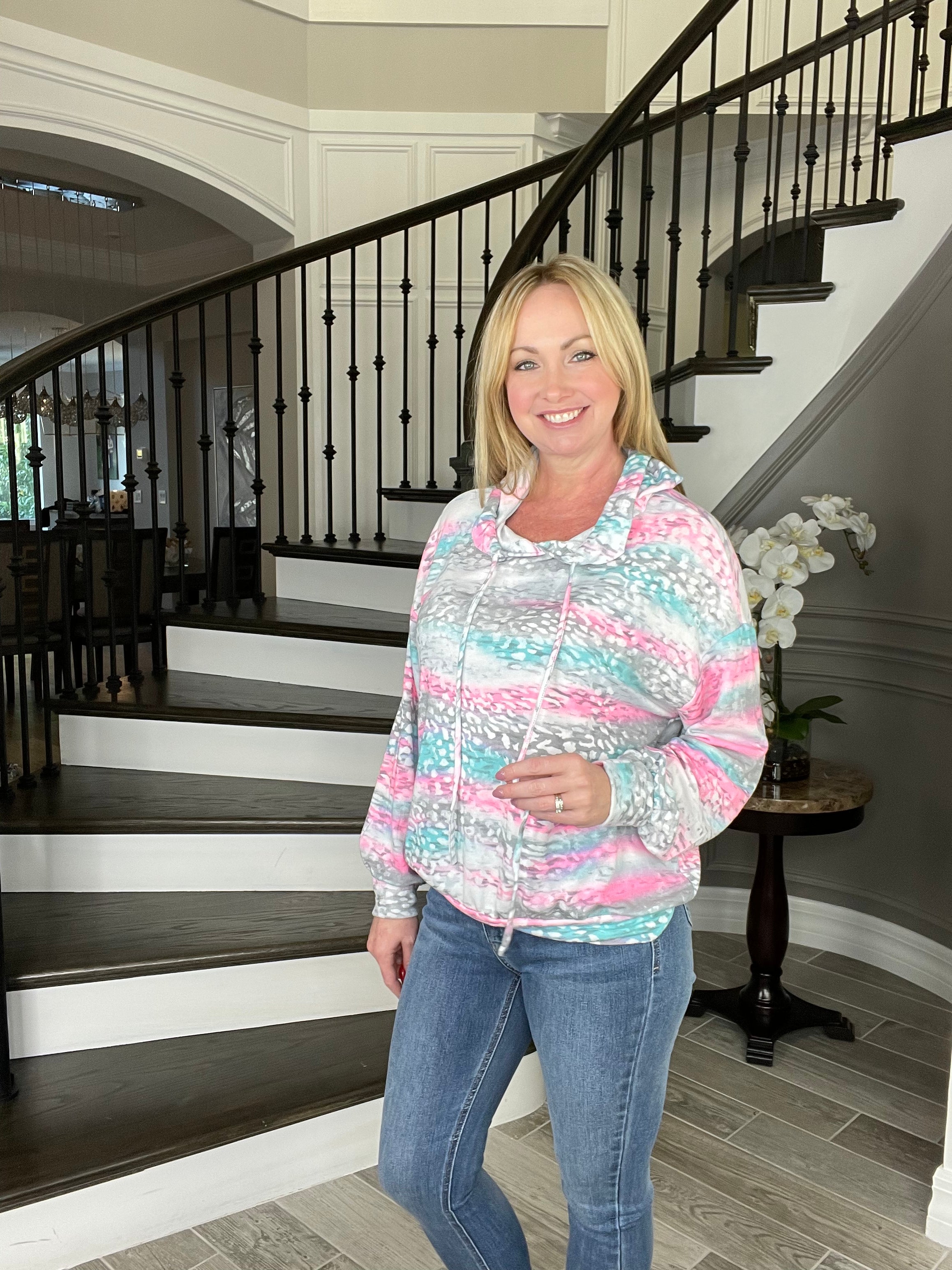 Dear Scarlett Multicolor Hoodie-180 Outerwear- Simply Simpson's Boutique is a Women's Online Fashion Boutique Located in Jupiter, Florida