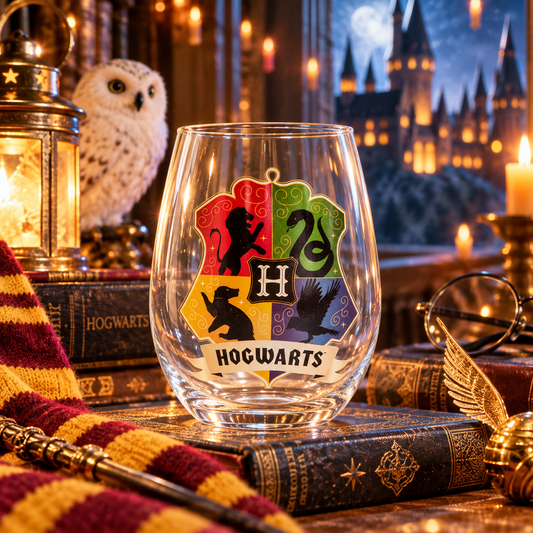 Harry Potter Simple Crest Stemless Glassware- Simply Simpson's Boutique is a Women's Online Fashion Boutique Located in Jupiter, Florida