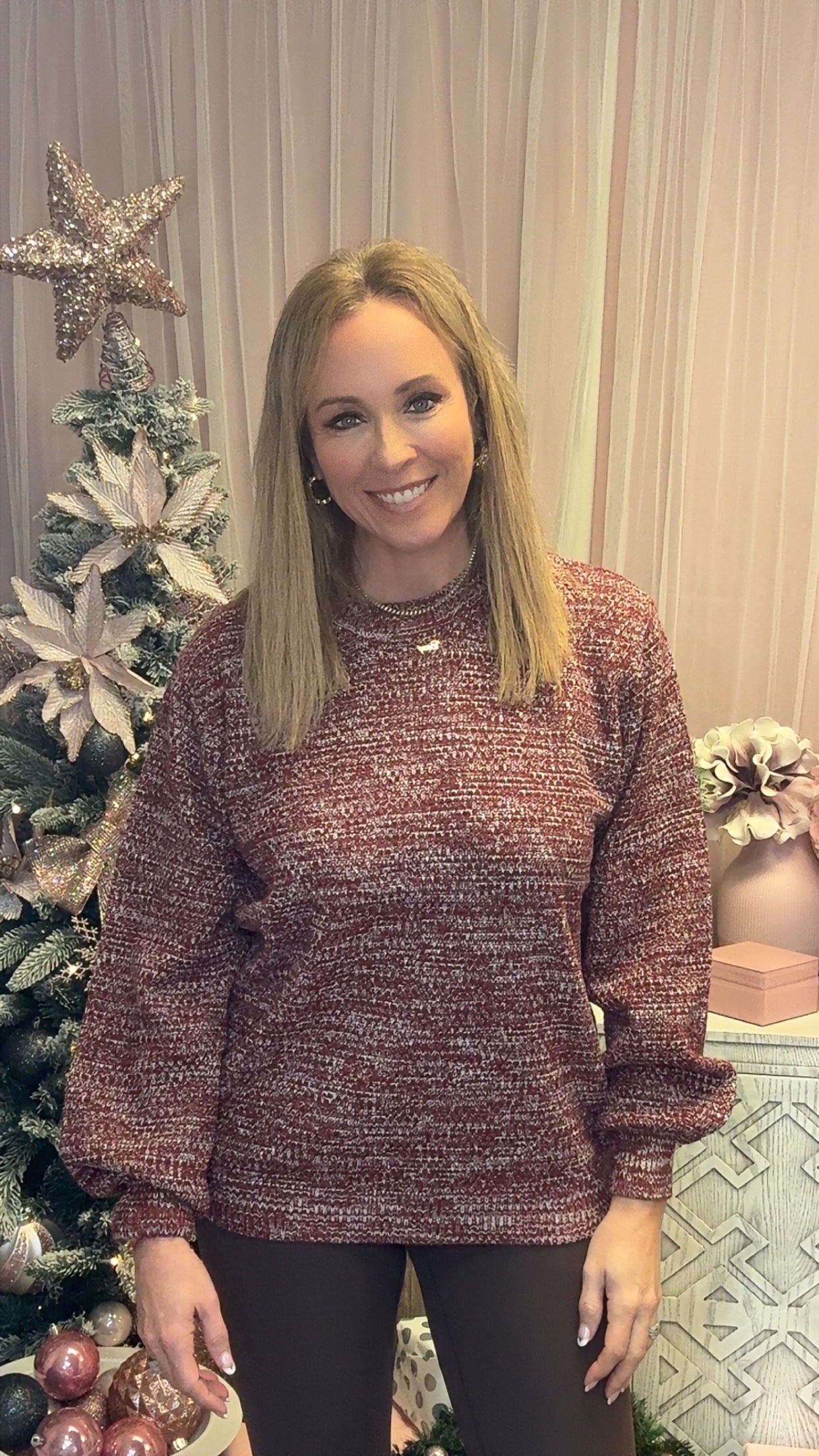 Burgundy Heathered Sweater-150 Sweaters- Simply Simpson's Boutique is a Women's Online Fashion Boutique Located in Jupiter, Florida
